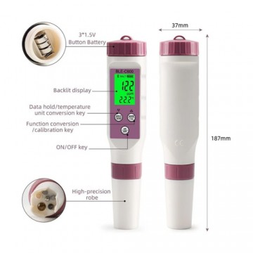 Medidor 7 En 1 Ph Temp Orp Ec Tds Salinidad S.g App Bluetooth