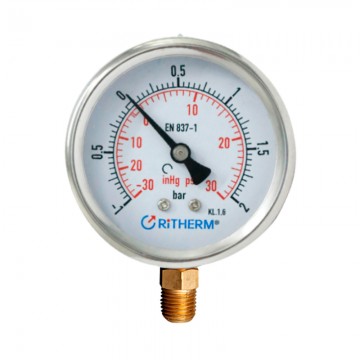MANOMETRO 0-30 PSI (0-2 BAR) C/GLICERINA, Ø 2.5″ X 1/4″ NTP VERTICAL